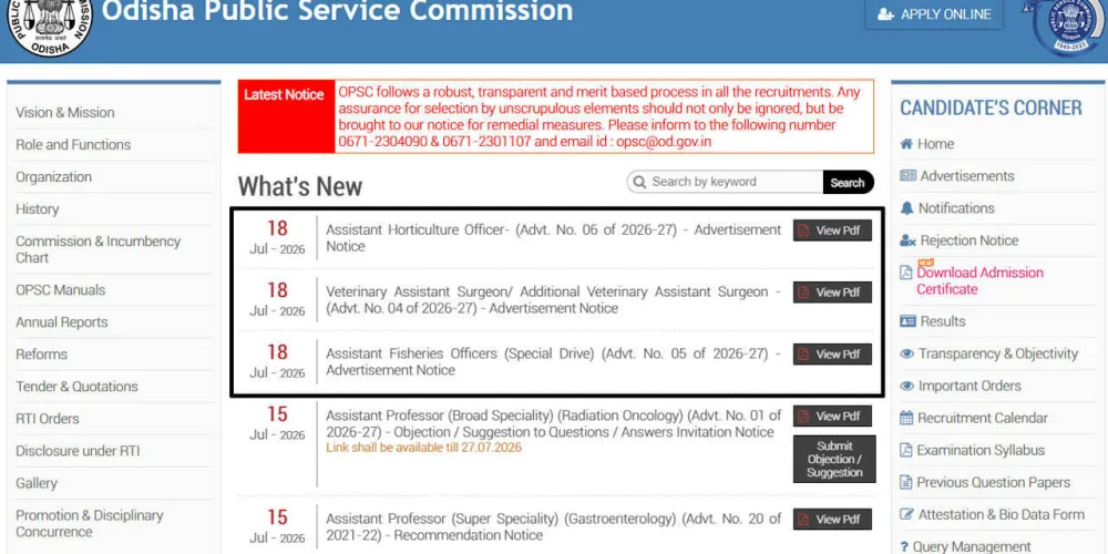 OPSC Recruitment 2026: 502 Vacancies Announced in Veterinary, Fisheries, and Horticulture