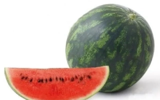 Арбуз целиком и нарезка на белом фоне - Онеида