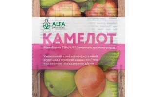 Упаковка фунгицида КАМЕЛОТ с изображением яблок