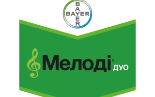 Зеленая этикетка с логотипом Bayer и текстом Мелоди Дуо - Мелоди Дуо 66,8 WP