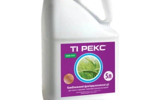 Бутылка с фунгицидом ТИ РЕКС на фиолетовой этикетке