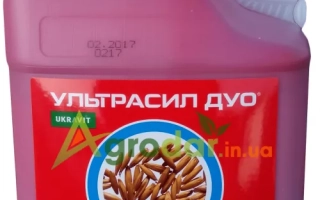 Красная канистра с этикеткой УЛЬТРАСИЛ ДУО и изображением насекомых