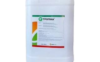 Біла канистра з етикеткою ТРОПІКА - ПРОСАН КС