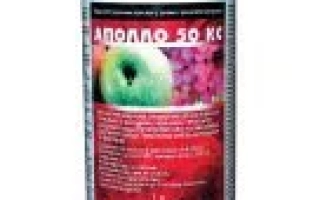 Бутылка с инсектицидом Аполло 50 КЭ для защиты растений