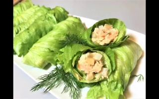 Lettuce wrap salad with creamy filling and dill - AFRODITE