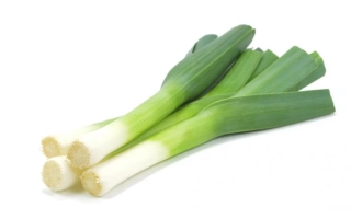 Свежий лук-порей на белом фоне - ПОККЕР