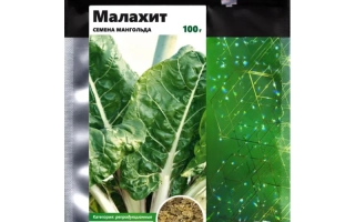 Пакет семян мангольда Малахит с изображением листьев и семян