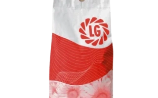 Красно-белый мешок с логотипом LG и изображением подсолнухов - ЛГ50487 КЛП