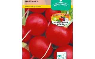 Пакет семян редиса МАРТЫНКА с изображением красных корнеплодов