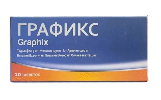 Упаковка препарата Графикс (Graphix) с названием на русском и английском языках - Графекс