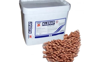 Белая упаковка с надписью KLERAT и рассыпанными гранулами - КЛЕРАТ