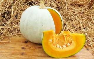 Тыква Грибовская зимняя на деревянной доске с сечением