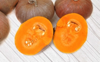 Тыква ЮЛА | YULA — целые и разрезанные плоды на светлом фоне