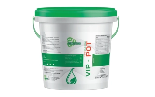 Белое ведро с зелёной крышкой и этикеткой VIP-POT - UNI-MOCOZIB