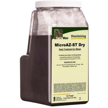 Сухой бактериальный инокулянт Micro AZ ST Dry для пшеницы в прозрачной бутылке с этикеткой