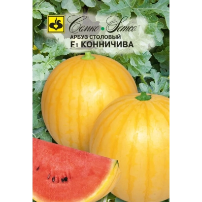 Семена арбуза сорта КОННИЧИВА на фоне спелых плодов
