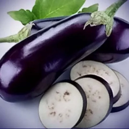 Fresh Premier eggplants with sliced pieces
