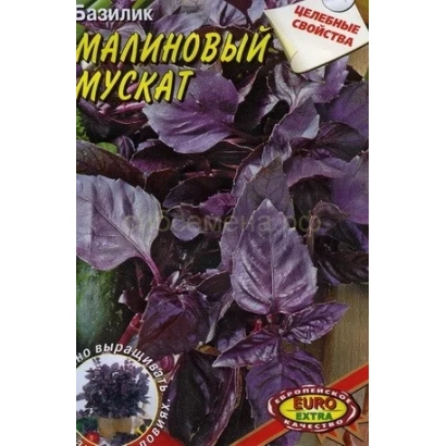 Raspberry Muscat basil seeds on packaging