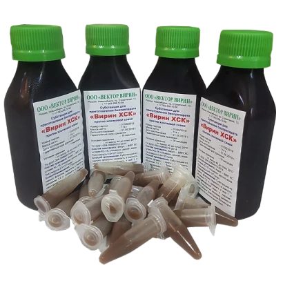Флаконы с препаратом Вирин-НШ в.р. на зелёных крышках