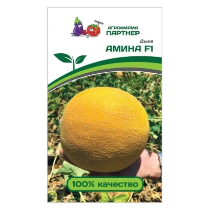 Пакет насіння дині Аміна F1 з зображенням плоду