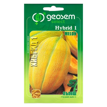 Seed packet for Hybrid 1 Melon by Geosem Select - DSM 10