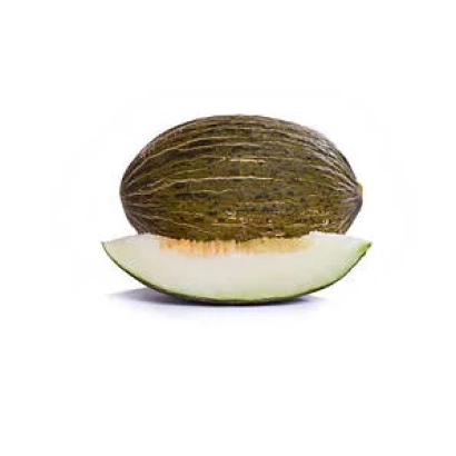 Melon Finura on white background with a sliced piece