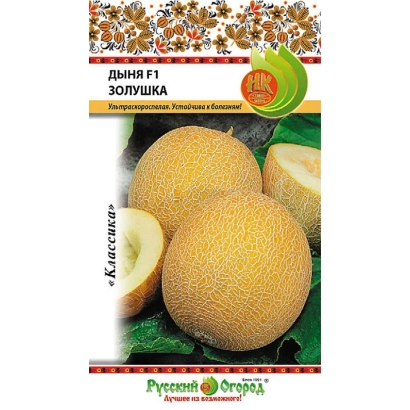 Cucumber seeds variety Cinderella on packaging with image of ripe fruits