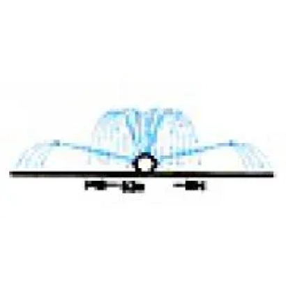 Схема работы фитинга для капельного орошения с распылением воды на 13м и 4м - GoldenSpray (для клубники)