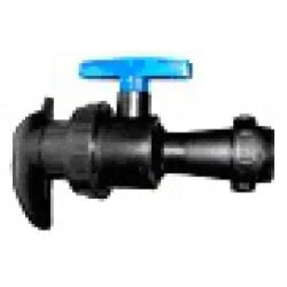 Черный кран с синим ручкой для капельного орошения - Стартовый кран ЛФТ – Голден Спрей