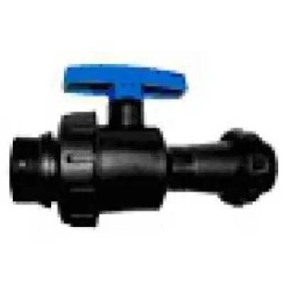 Черный фитинг с синим ручным клапаном - Стартовый кран ПЭ НР 1" – Голден Спрей