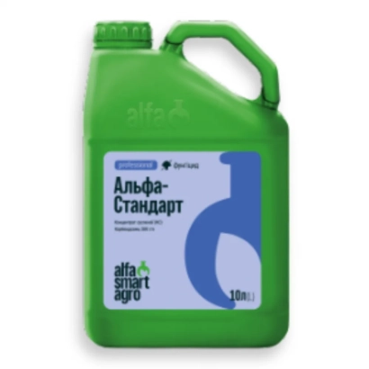 Green jug with label Alpha-Standard