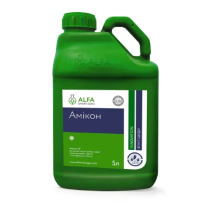 Зеленая канистра с надписью «Амикон» от бренда Alfa
