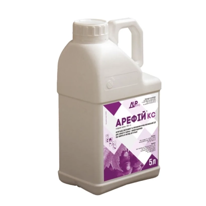 Бутылка фунгицида Арефий КС с фиолетовой этикеткой