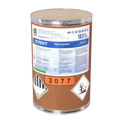 КанISTER с этикеткой АКТИМЕТ, маркировкой 3077 и символами опасности. - Аспект WР