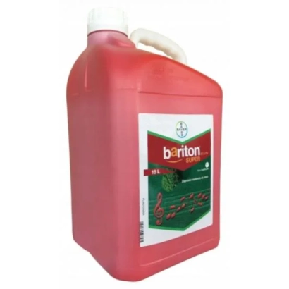Red container with label Bariton Super 97.5 FS