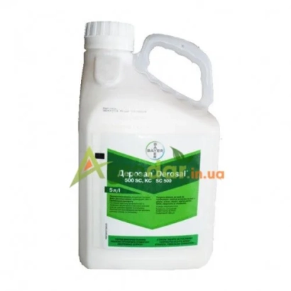 Bottle of fungicide Derozal c.s. on white background