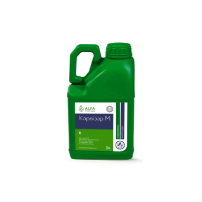 Green container with label Corvizar M