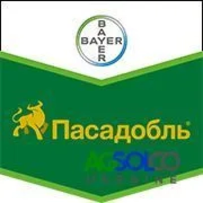 Зеленая этикетка с логотипом Bayer и названием Пасадобль - Пасадобль 70 WG
