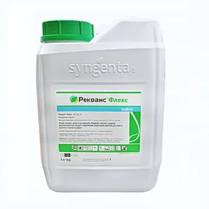 Белая канистра с зелёной крышкой и этикеткой Рекванс Флекс от Syngenta - Рекванс Флекс 430 WG