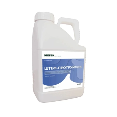 Біла канистра з етикеткою Штеф-протруйник