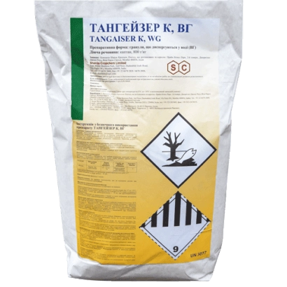 Packaging of fungicide Tangheizer K, WG