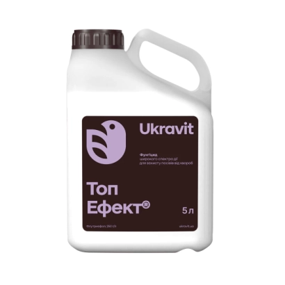 White jug with label «Top Effect» by Ukravit