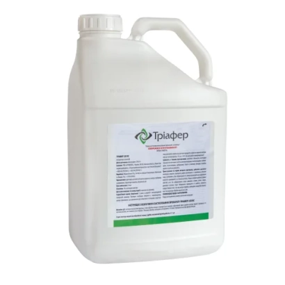 Біла канистра з етикеткою Тріафер 250 КС