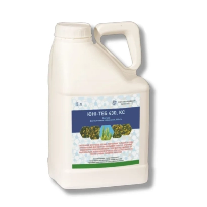 Белая канистра с этикеткой ЮНИ-ТЕБ 430, КС