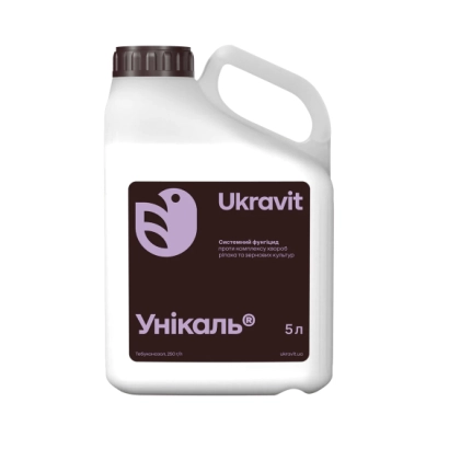 Bottle of fungicide Unikal with 5 L volume
