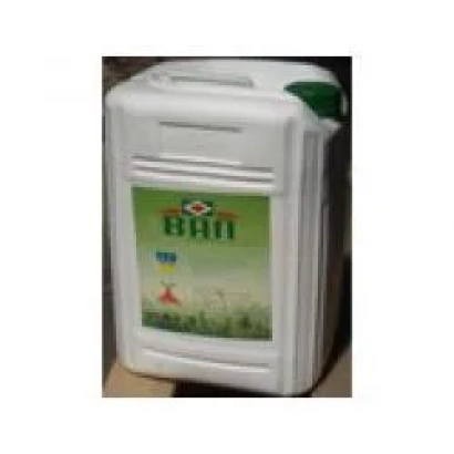 Біла канистра з етикеткою ВАЛ на фоні трави