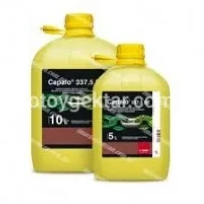 Yellow bottle labeled Capite 337.3 with field image - Val k.s.