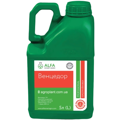 Зеленая канистра с этикеткой Венцедор от Alfa