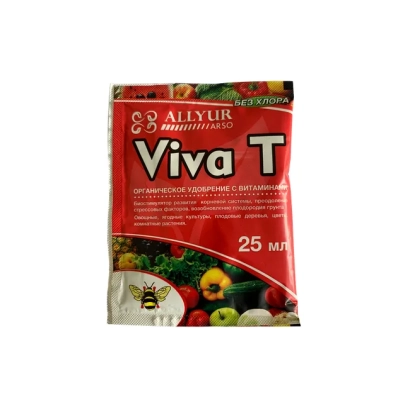 Упаковка фунгіциду Viva T з зображенням квітів та бджоли - Віват в.с.к.