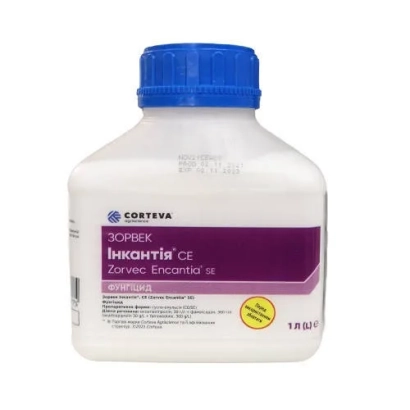 Бутелька з фунгіцидом Зорвек Інкантія CE від Corteva